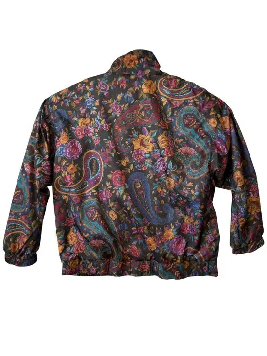 Vtg Pierre Cardin Womens Jacket Large Multicolor Paisley Elastic Hem Cuffs Zippe - Picture 4 of 16